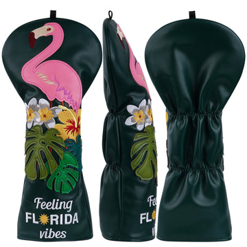 Dark Green Flamingo Driver Head Cover
